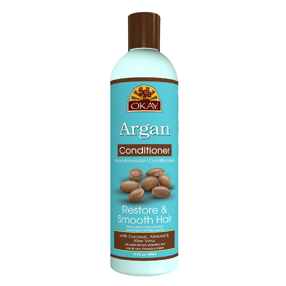 Okay Argan Oil Restore and Smooth Hair Conditioner with Coconut Almond and Aloe Vera 12Oz (355ml)